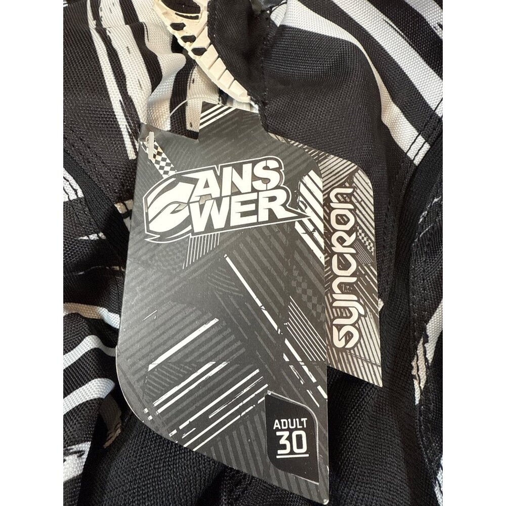NWT Answer Racing Syncron Mens Pants Adult Size 30 Black/White Durable (jj239) - Picture 2 of 5